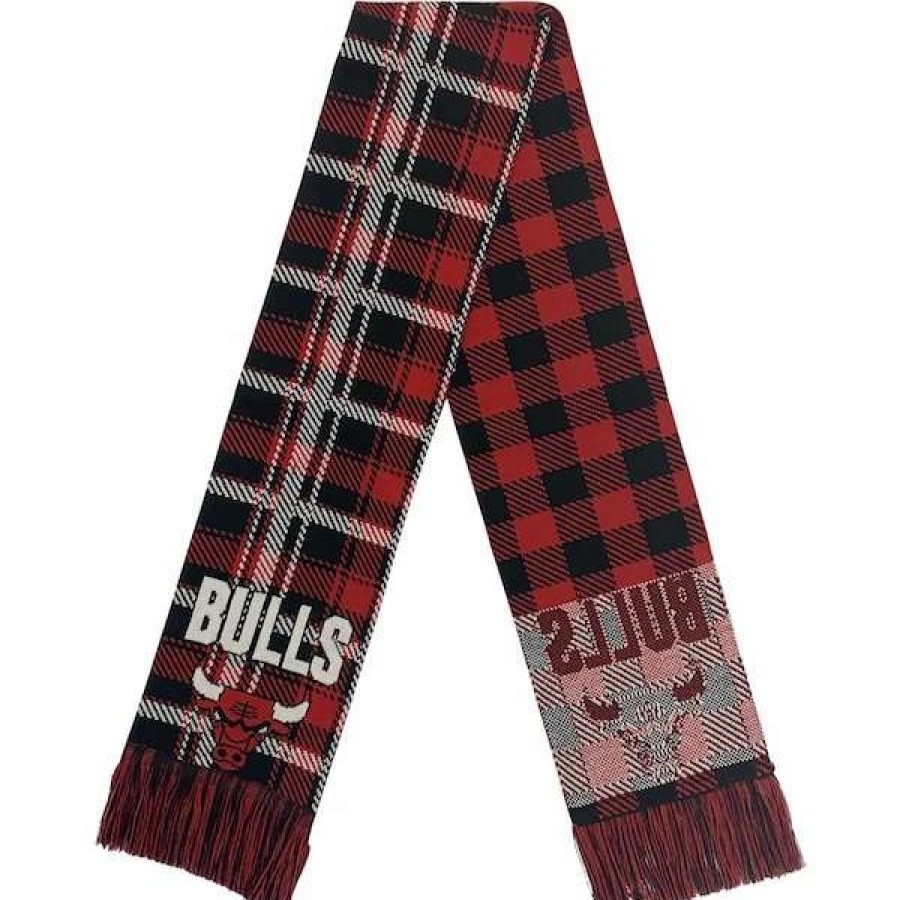 Chicago Bulls Accessories * | Foco Chicago Bulls Plaid Color Block Scarf