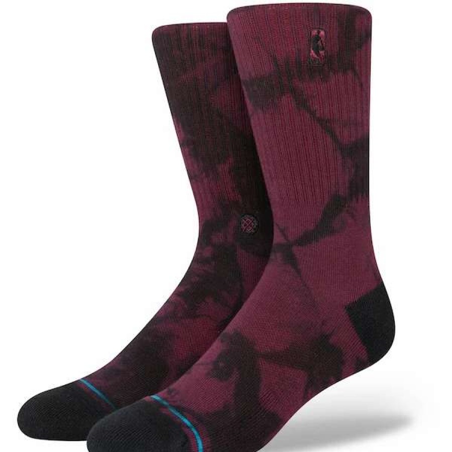 Chicago Bulls Accessories * | Stance Maroon Nba Logoman Tie-Dye Crew Socks