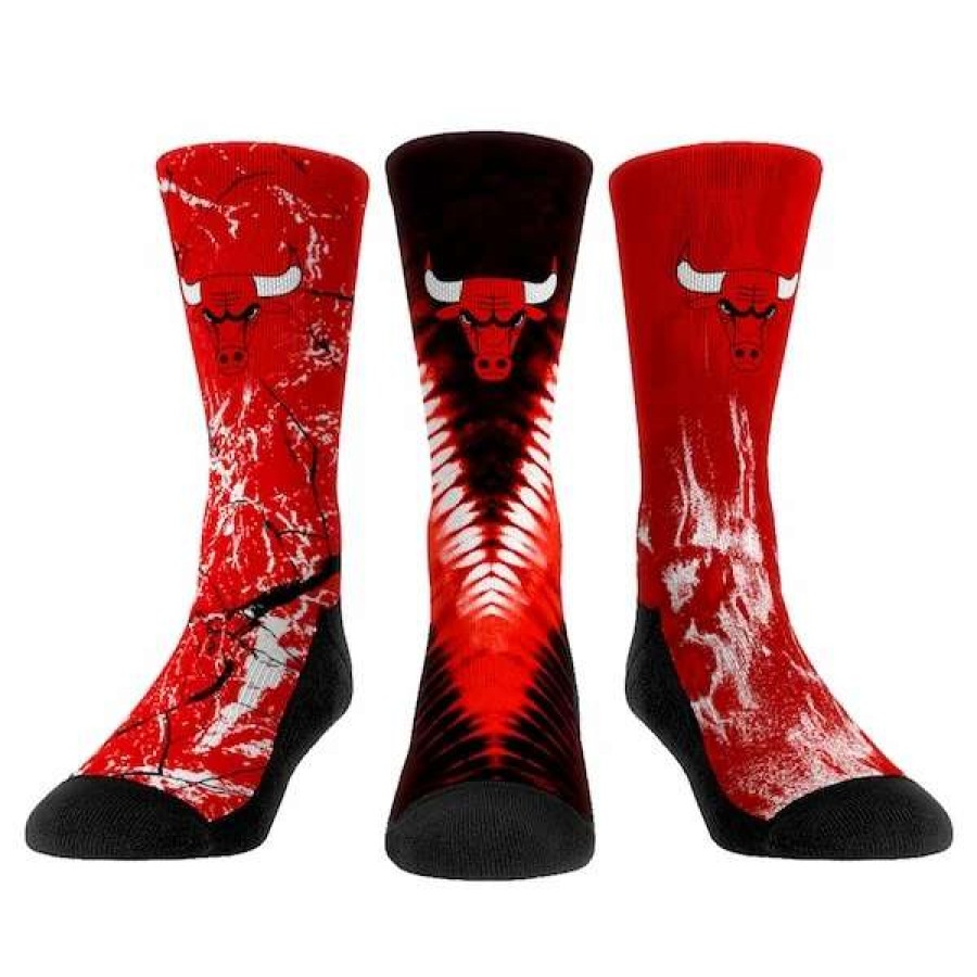 Chicago Bulls Accessories * | Unisex Rock Em Socks Chicago Bulls Three-Pack Crew Socks Set