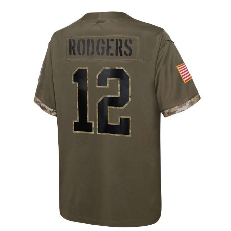 Jerseys * | Packers Nike Salute To Service Youth #12 Jersey Olive