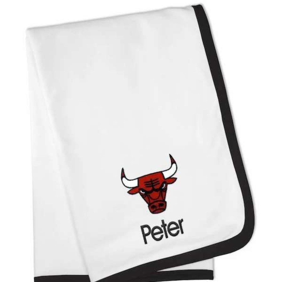 Chicago Bulls Accessories * | Chad & Jake White Chicago Bulls Personalized Baby Blanket