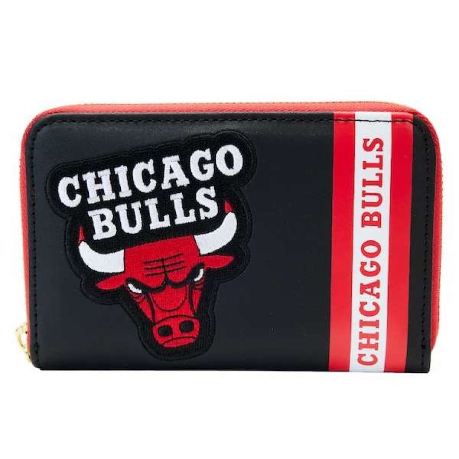 Chicago Bulls Accessories * | Loungefly Chicago Bulls Patches Zip-Around Wallet