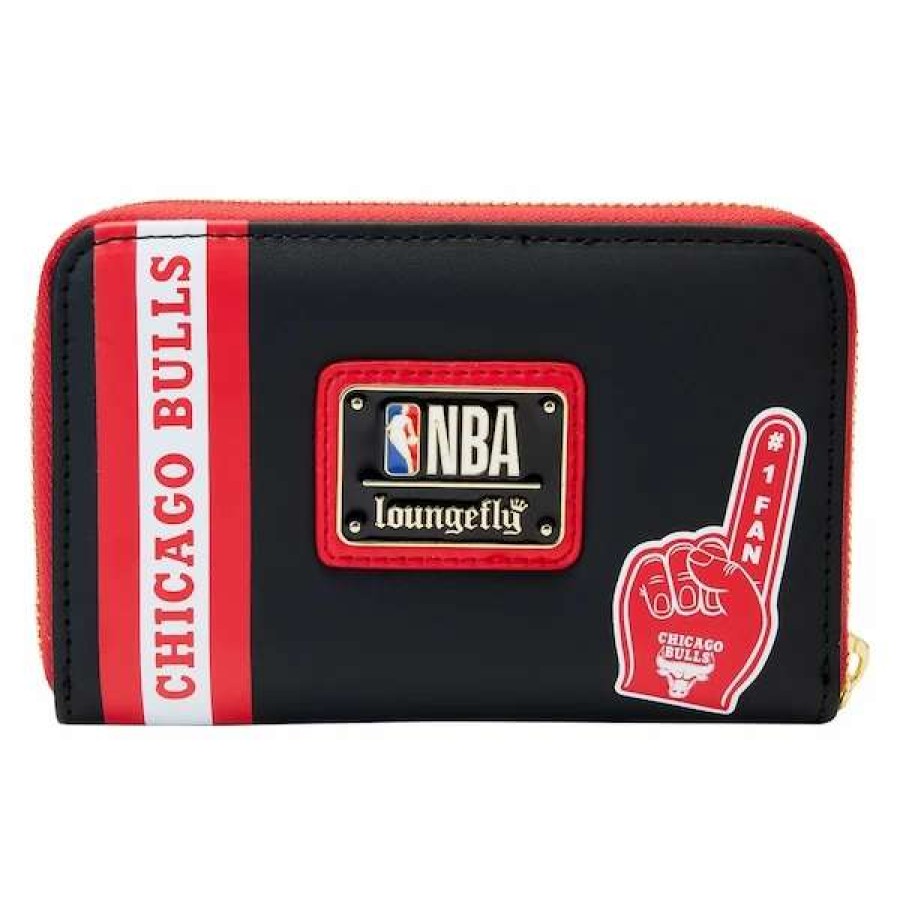 Chicago Bulls Accessories * | Loungefly Chicago Bulls Patches Zip-Around Wallet