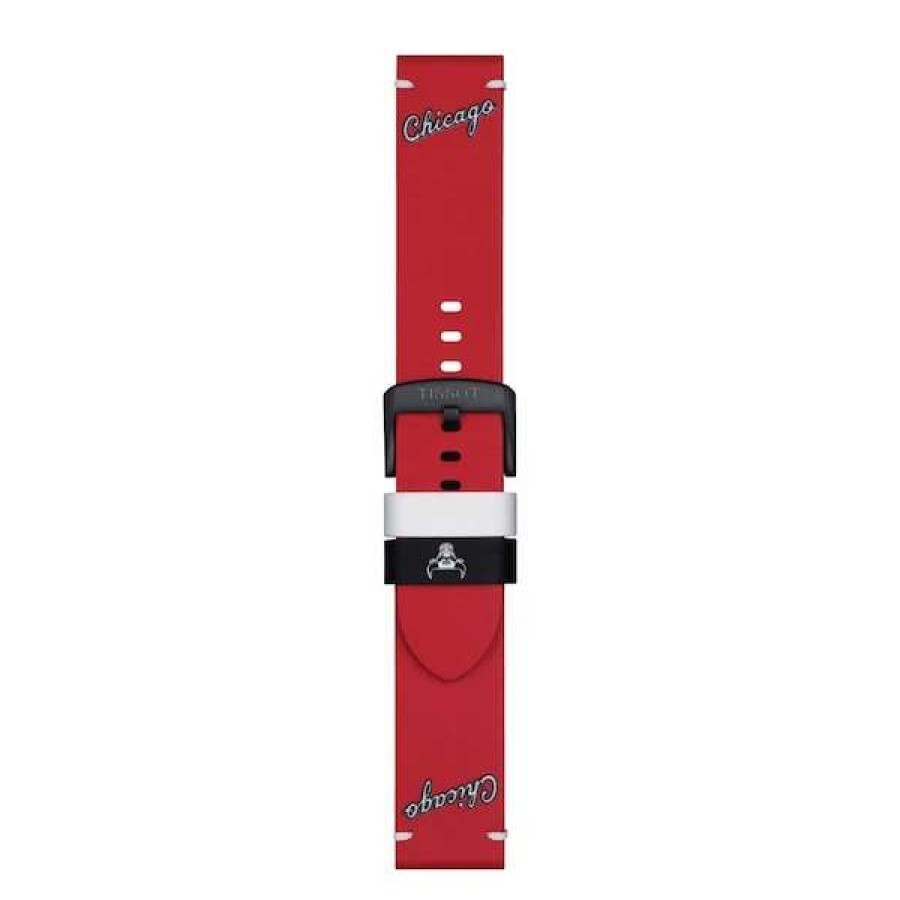 Chicago Bulls Accessories * | Tissot Red Chicago Bulls 22Mm Limited Edition Official Leather Watch Strap