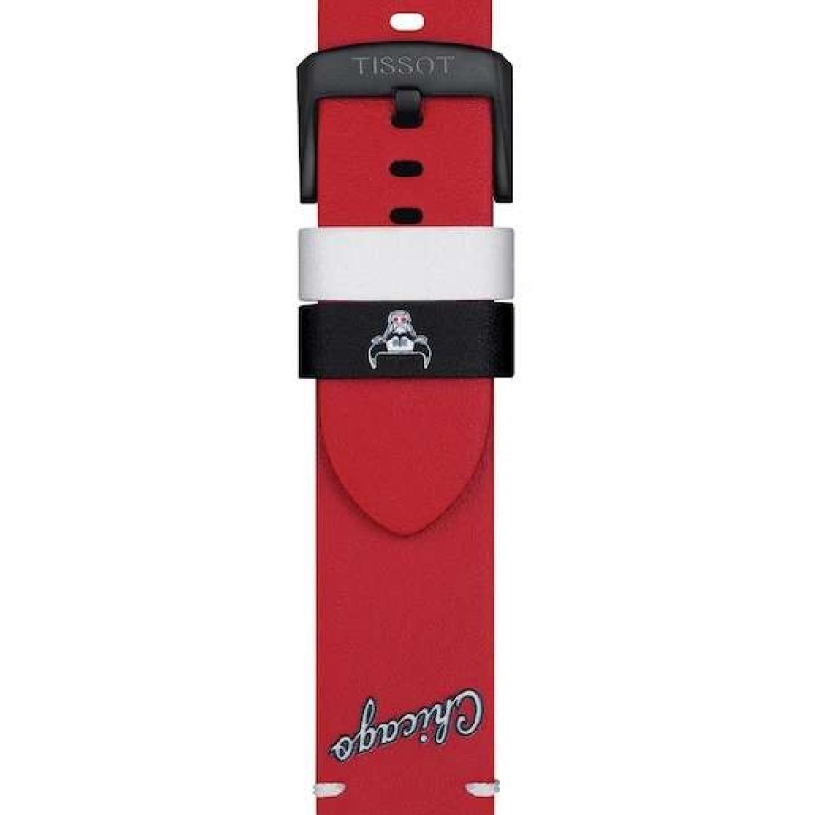 Chicago Bulls Accessories * | Tissot Red Chicago Bulls 22Mm Limited Edition Official Leather Watch Strap