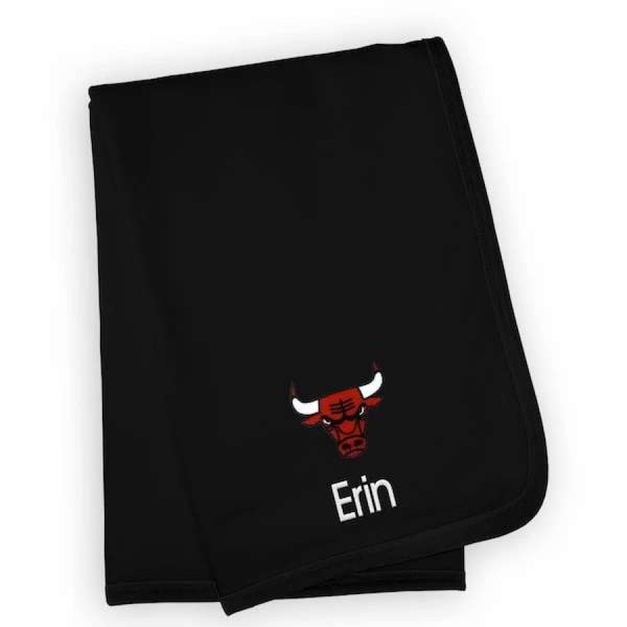 Chicago Bulls Accessories * | Chad & Jake Infant Black Chicago Bulls Personalized Blanket