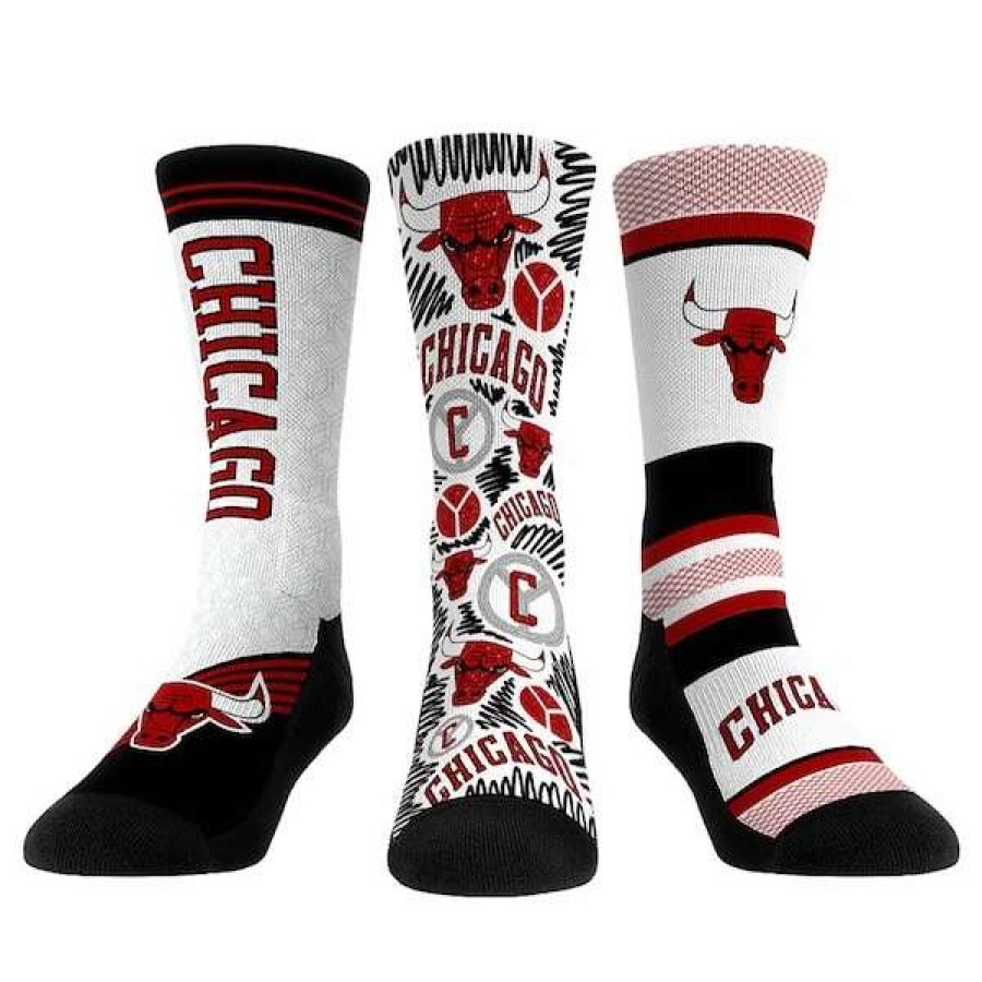 Chicago Bulls Accessories * | Rock Em Socks Chicago Bulls 2022/23 City Edition Three-Pack Crew Socks Set