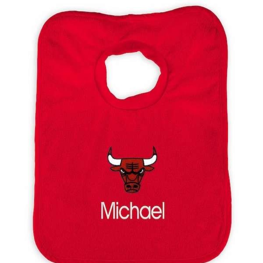 Chicago Bulls Accessories * | Chad & Jake Infant Black Chicago Bulls Personalized Bib