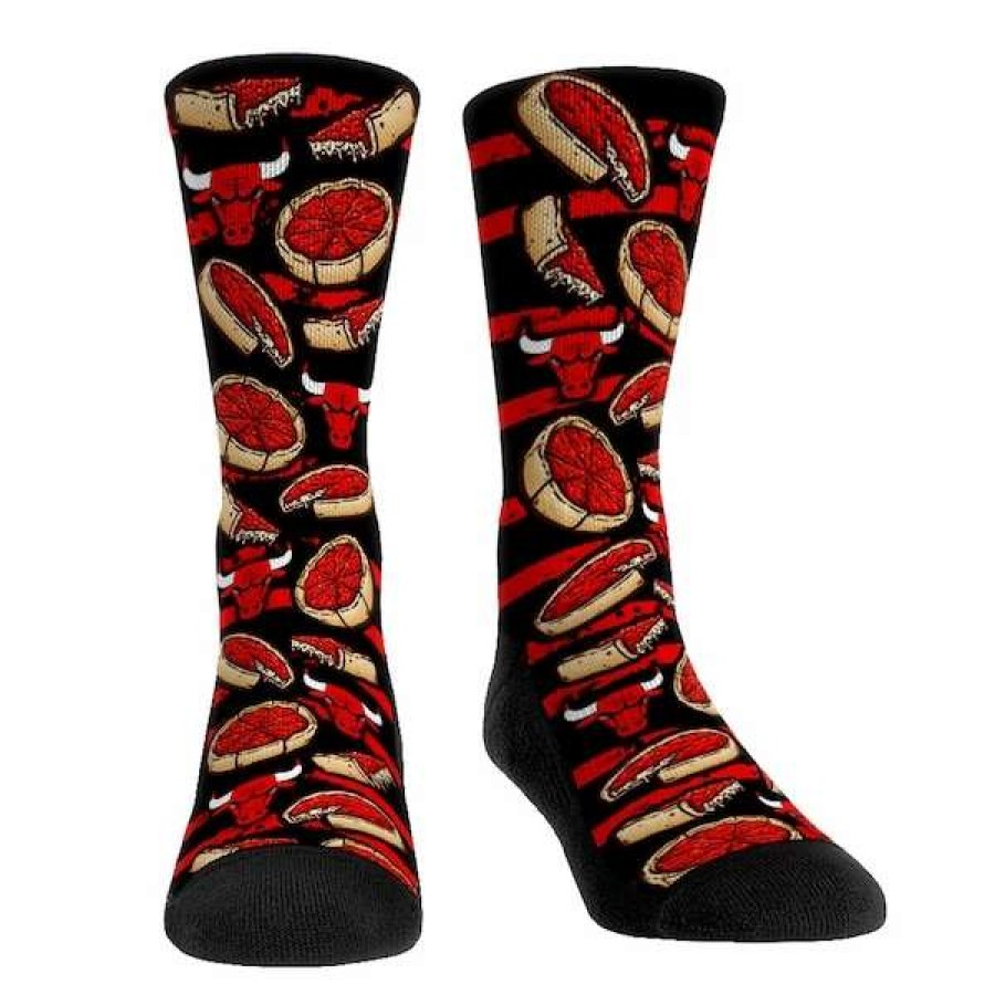 Chicago Bulls Accessories * | Youth Rock Em Socks Chicago Bulls Deep Dish Pizza Crew Socks