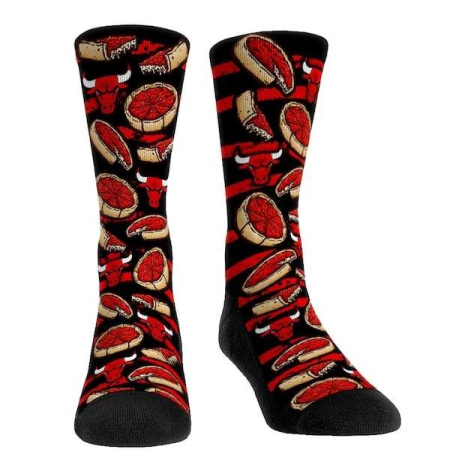 Chicago Bulls Accessories * | Men'S Rock Em Socks Chicago Bulls Deep Dish Pizza Crew Socks